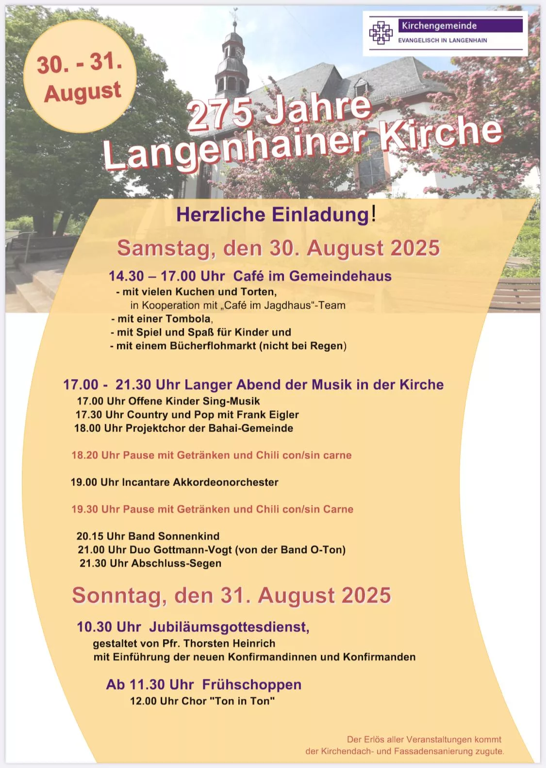 Fest zum 275-jährigen Jubiläum der Ev. Kirche