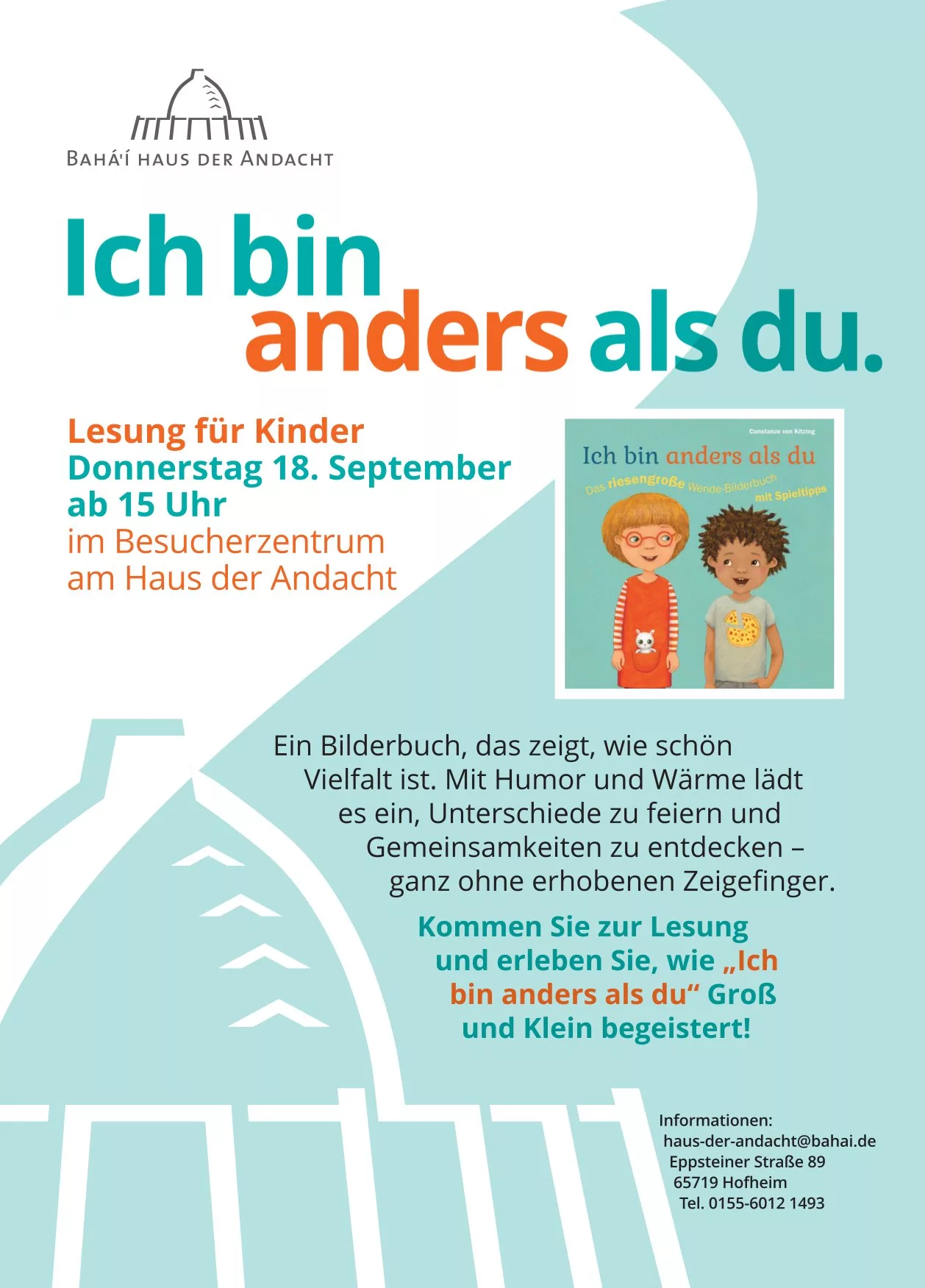 Ich bin anders als du. Lesung für Kinder von 4 bis 5 Jahren