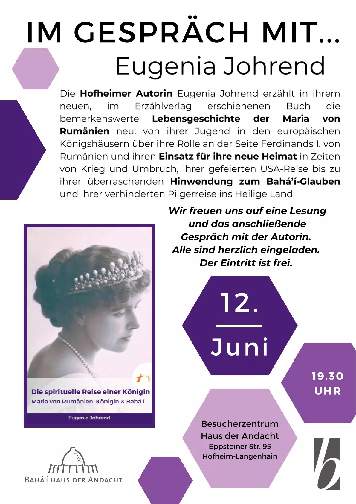 Lesung "Die spirituelle Reise einer Königin" und Gespräch mit Eugenia Johrend