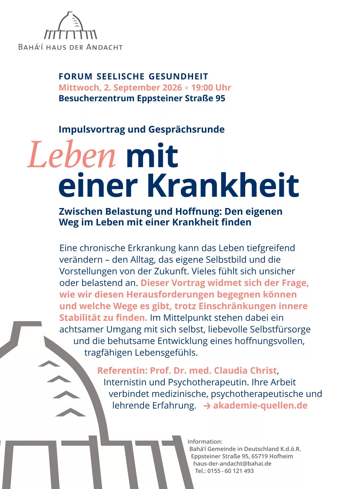 Impulsvortrag und Gesprächsrunde: Leben mit einer Krankheit