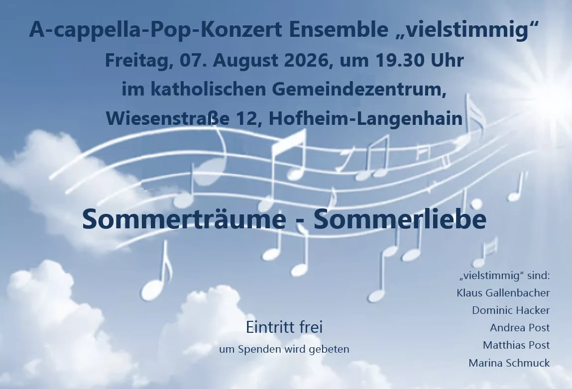 a-cappella Pop-Konzert "Sommerliebe, Sommerträume"