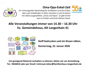 Oma-Opa-Enkelzeit (Stoff bedrucken und ein Kissen nähen)